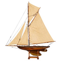 English Gaff Rigged Pond Yacht, Mahogany & Oak, Brass Fittings, 1930
