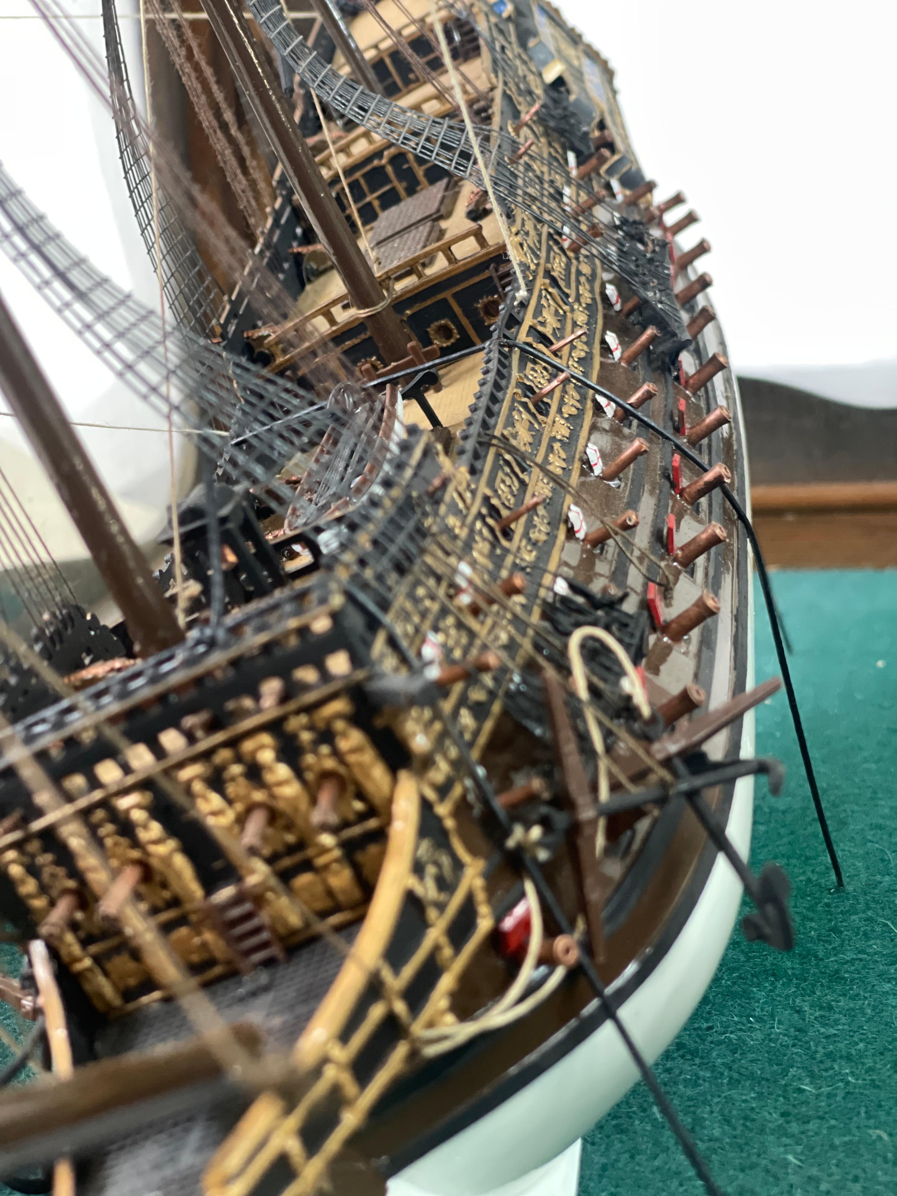 Victorian English Galleon Ship Model in a Glass Case