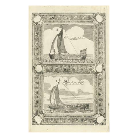 English Galleons & Dutch Vessels, Naval Ship Engravings, Coronelli 1690