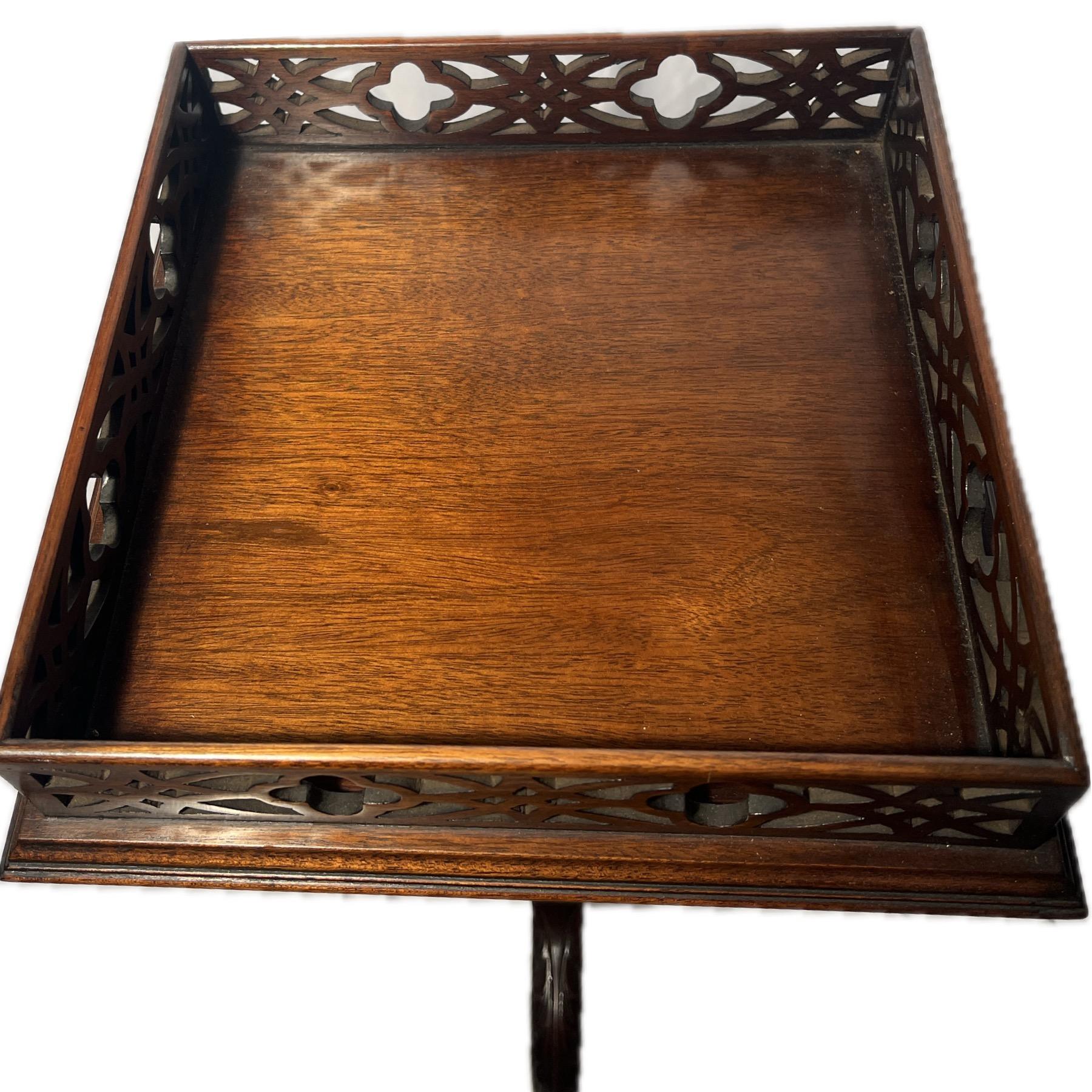 20th Century English Galleried Tripod Mahogany Side Table For Sale