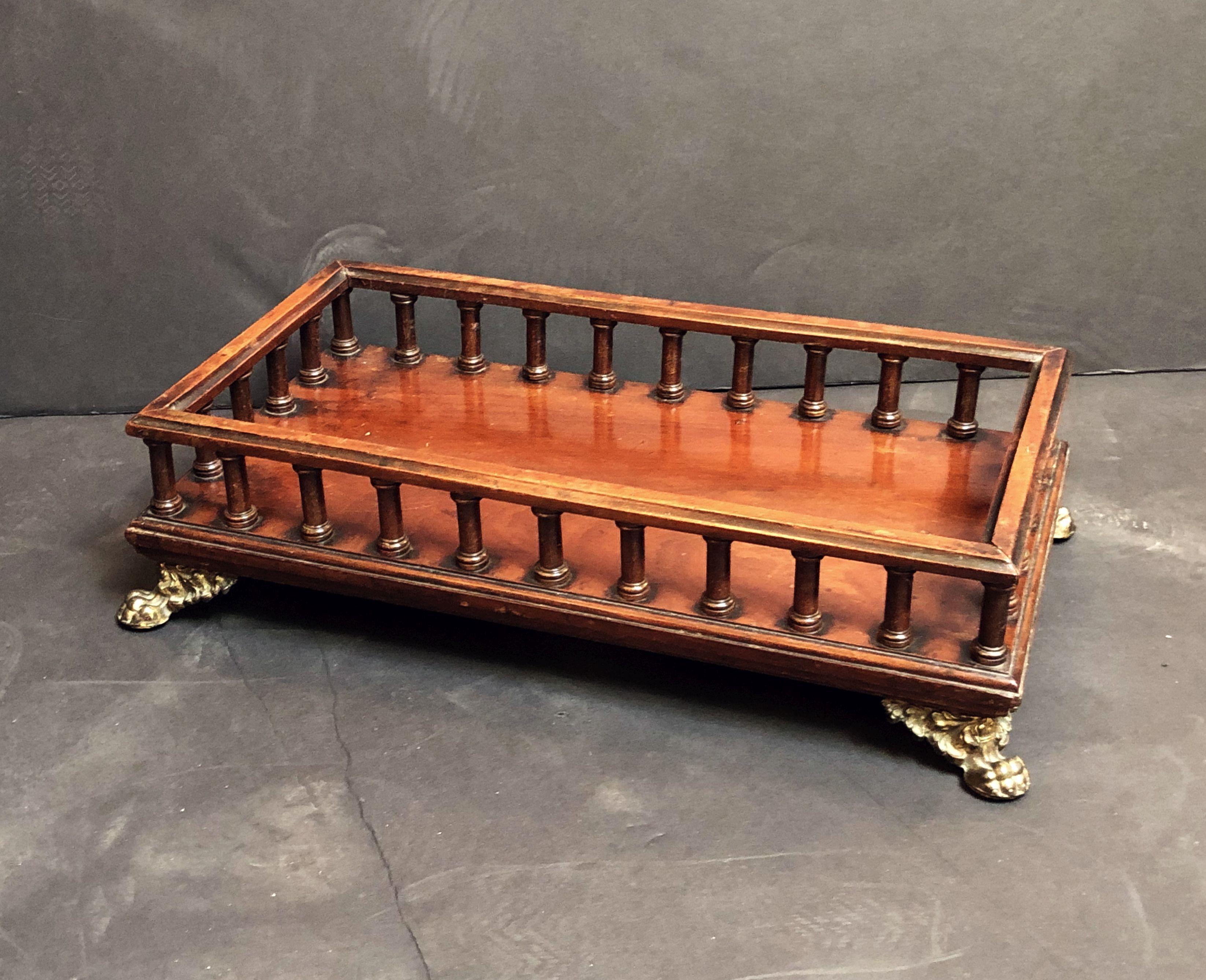 Metal English Gallery Tray of Mahogany for the Library from the Regency Period