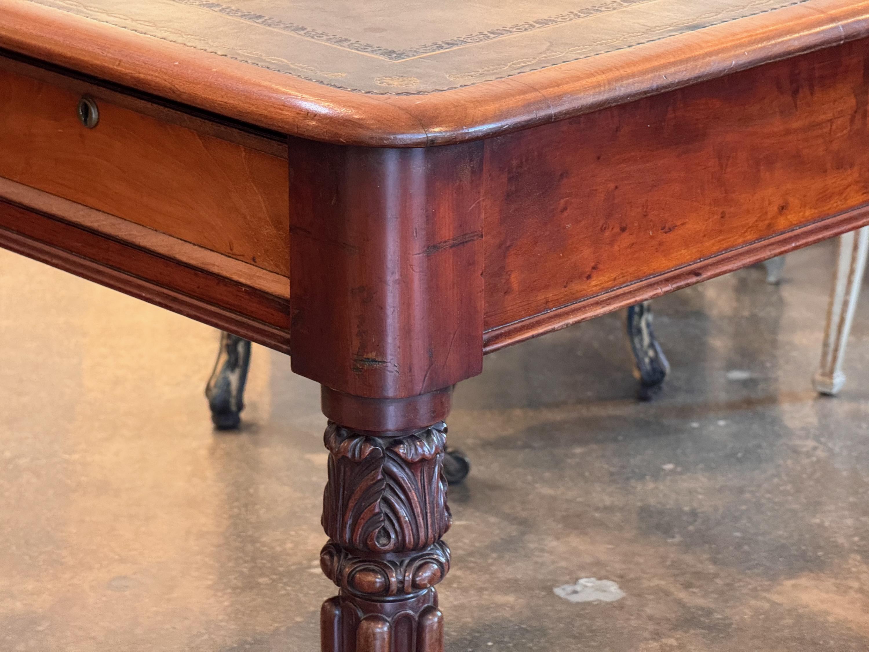 English Game Table With Leather Top 6