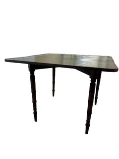 English Game Table with Tooled and Patinated Leather Top and Turned Leg