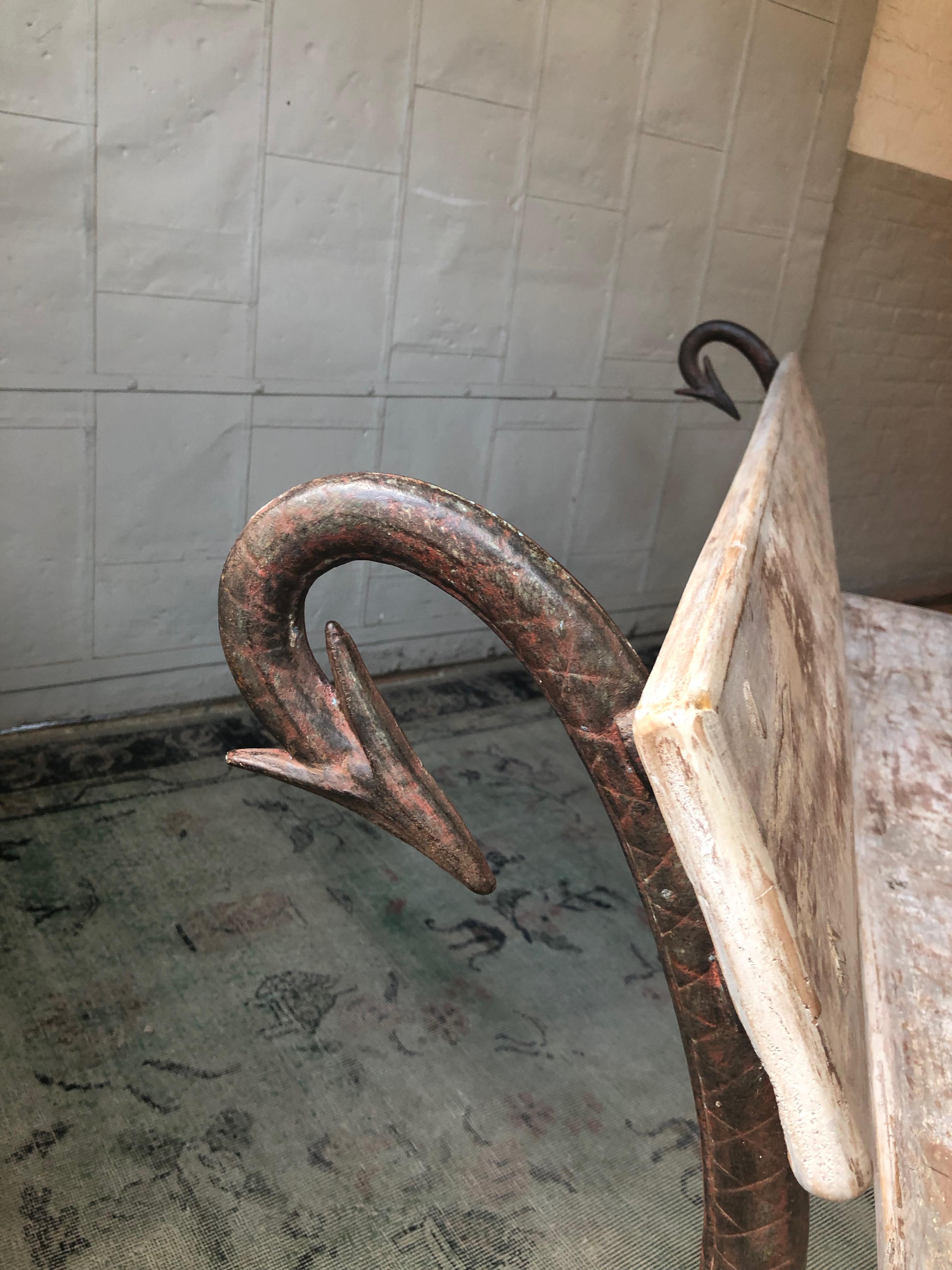 English Garden Bench with Cast Iron Serpent Base In Good Condition In Buchanan, NY