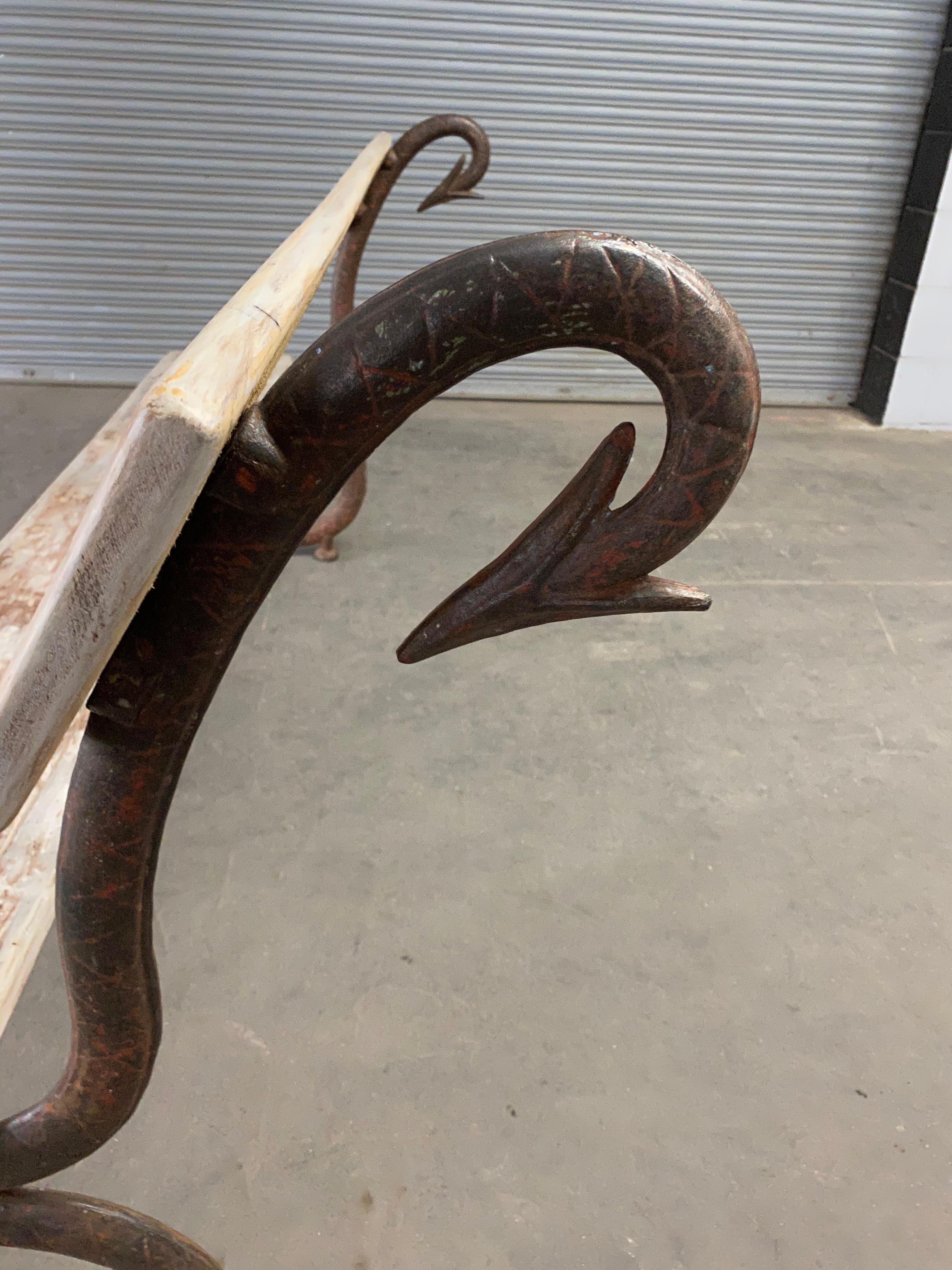 English Garden Bench with Cast Iron Serpent Base 4