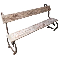 Vintage English Garden Bench with Cast Iron Serpent Base