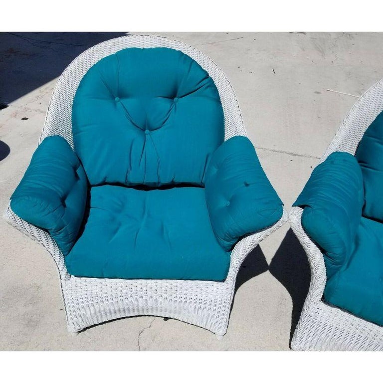 English Garden Loom Wicker Oversized Lounge Chairs by Lloyd Flanders