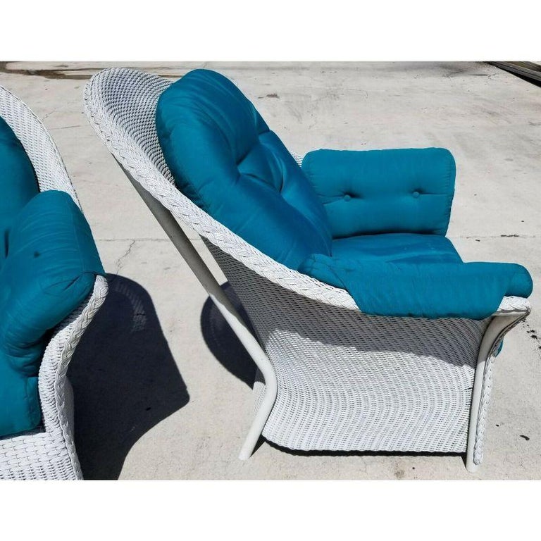 English Garden Loom Wicker Oversized Lounge Chairs by Lloyd Flanders