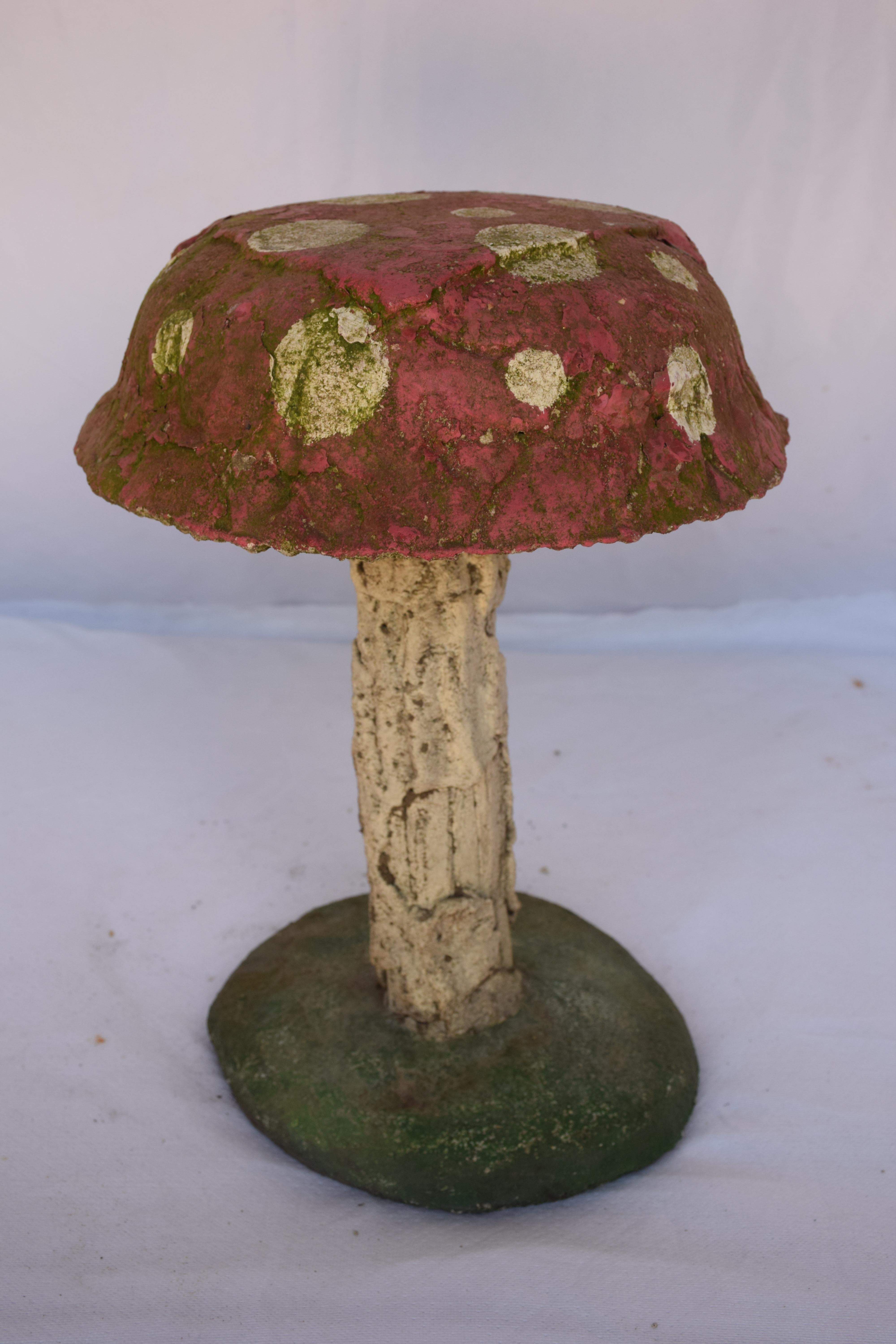 Populate your garden or patio with this curious and whimsical toadstool made in England. Handcrafted from reconstituted stone and metal pipe with hand-painted decoration. Would also make a wonderful conversation piece inside the home. Please view