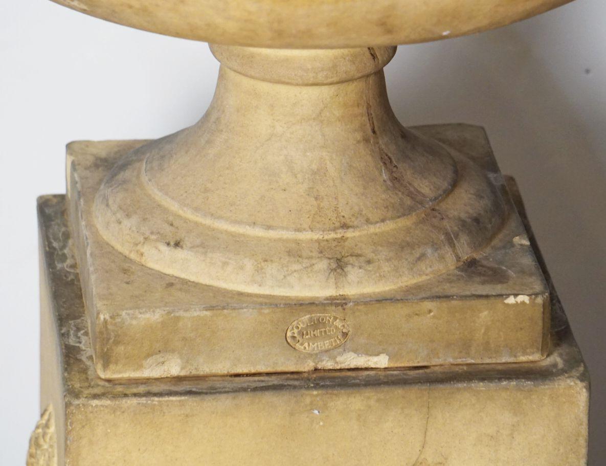 English Garden Planter Pot or Urn on Plinth of Terracotta by Doulton Lambeth 10
