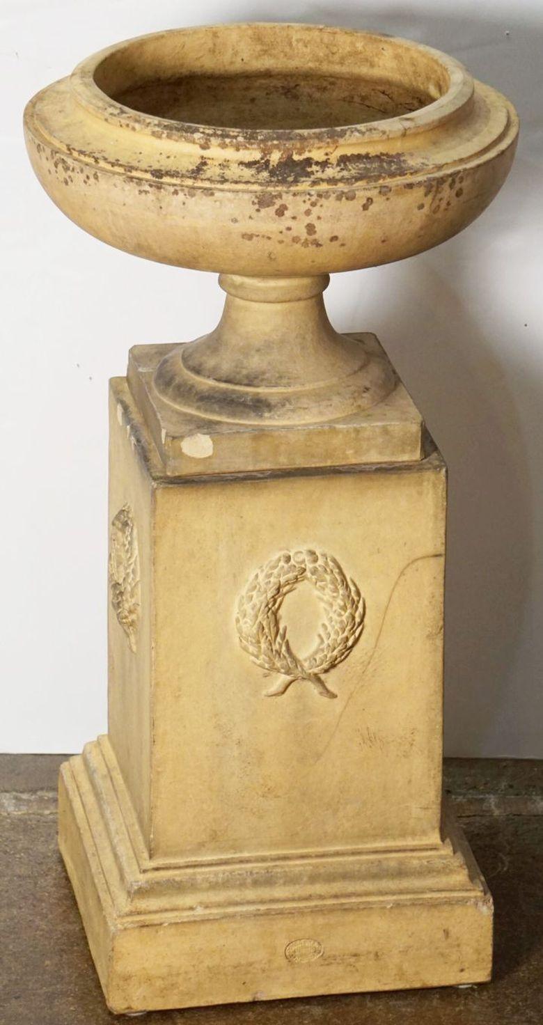 English Garden Planter Pot or Urn on Plinth of Terracotta by Doulton Lambeth 14