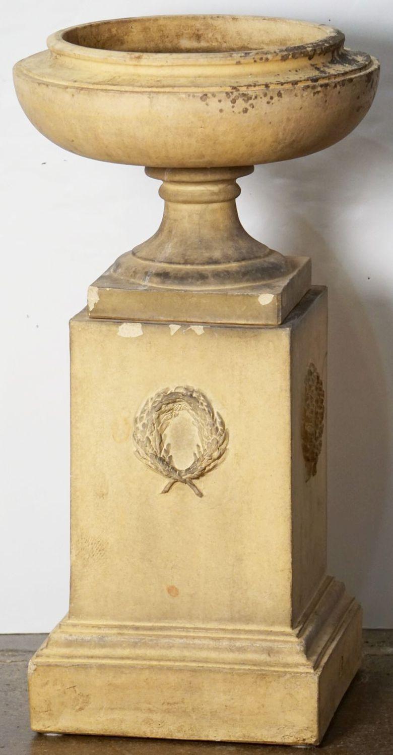 Earthenware English Garden Planter Pot or Urn on Plinth of Terracotta by Doulton Lambeth