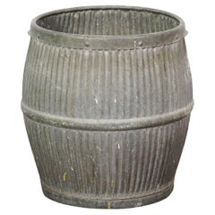 Antique English Garden Pot or Dolly Tub Planter of Zinc