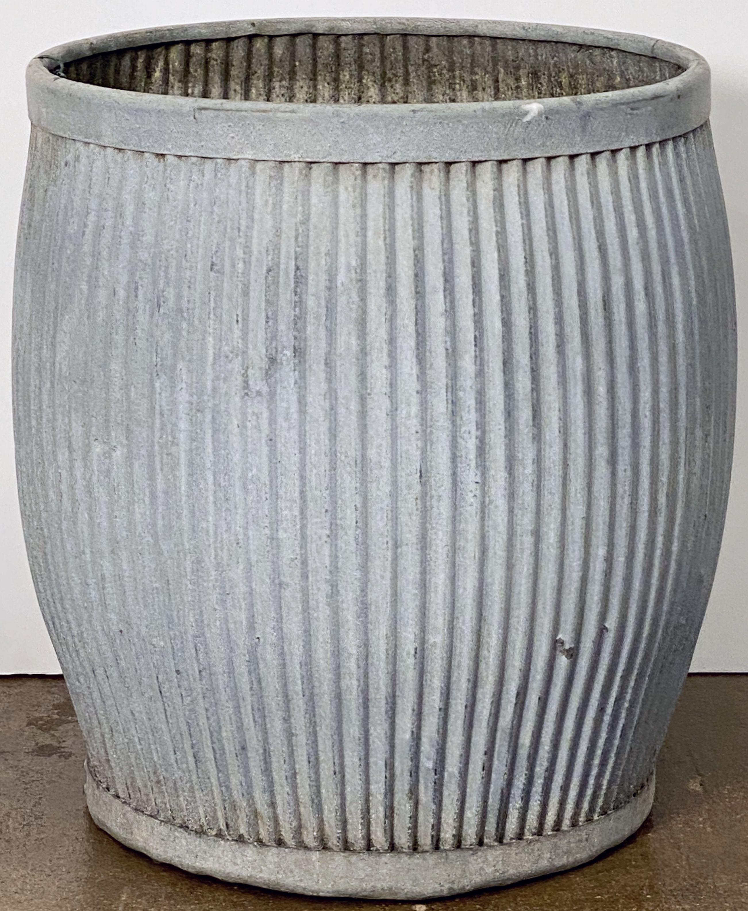 20th Century English Garden Pot or Dolly Tub Planter of Zinc