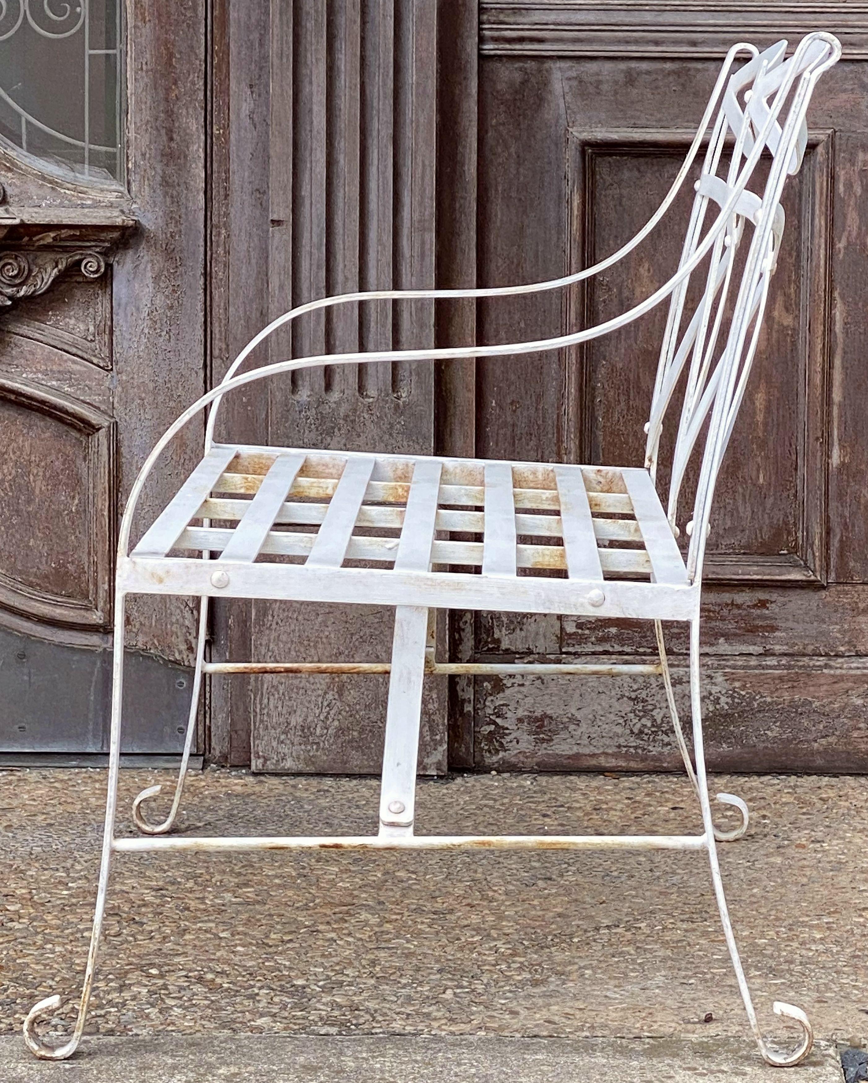 English Garden Seat or Bench of Painted Metal in the Regency Style 12