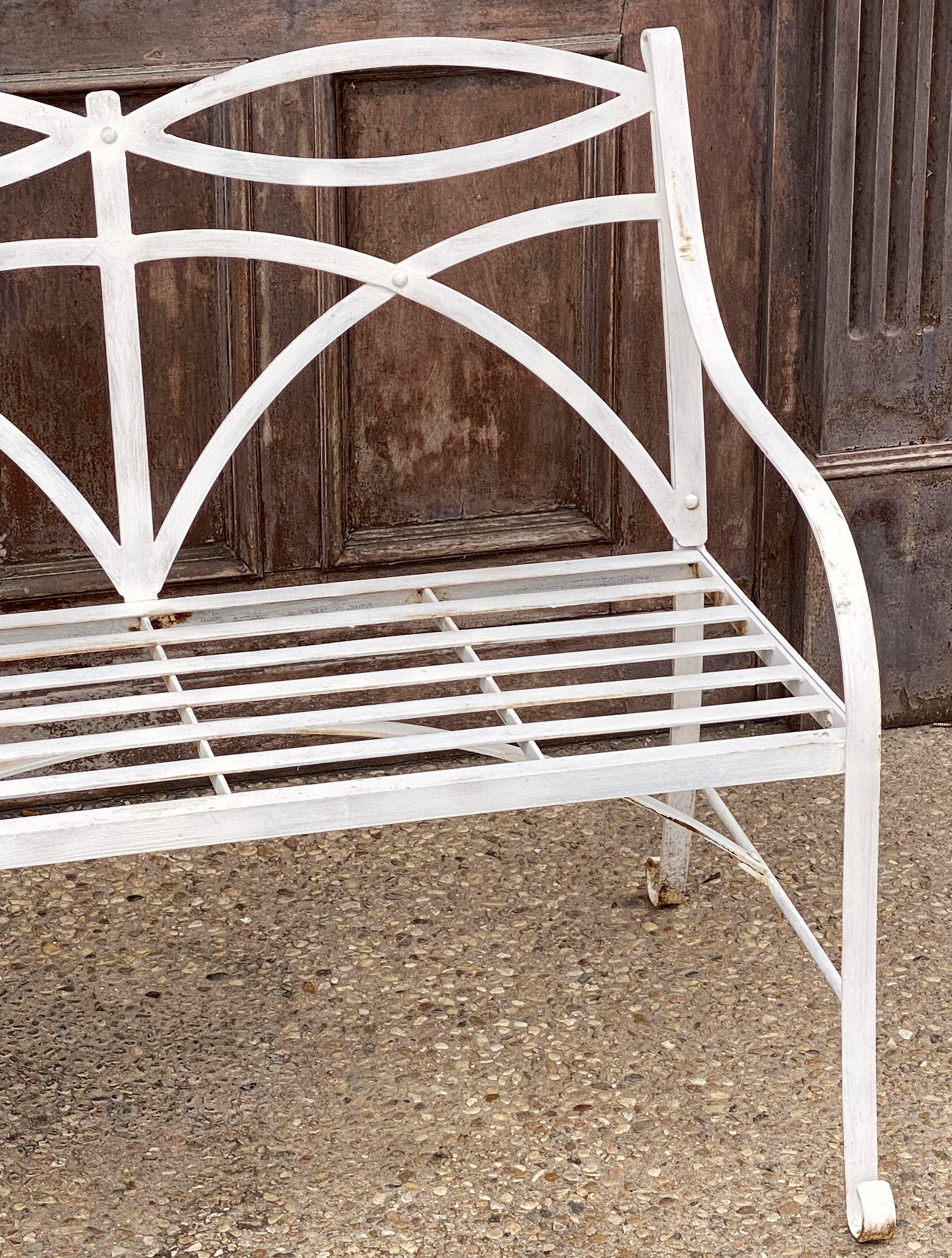 English Garden Seat or Bench of Painted Metal in the Regency Style 1