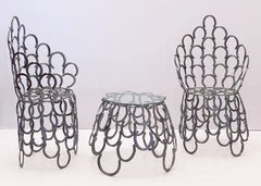 English Garden Set of Table and Two Chairs with a Horseshoe Design
