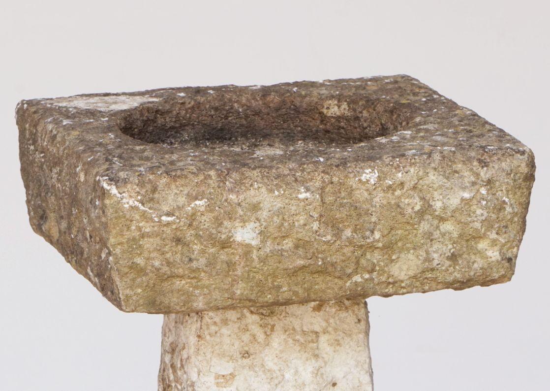 English Garden Square Bird Bath of Carved Purbeck Stone For Sale 7