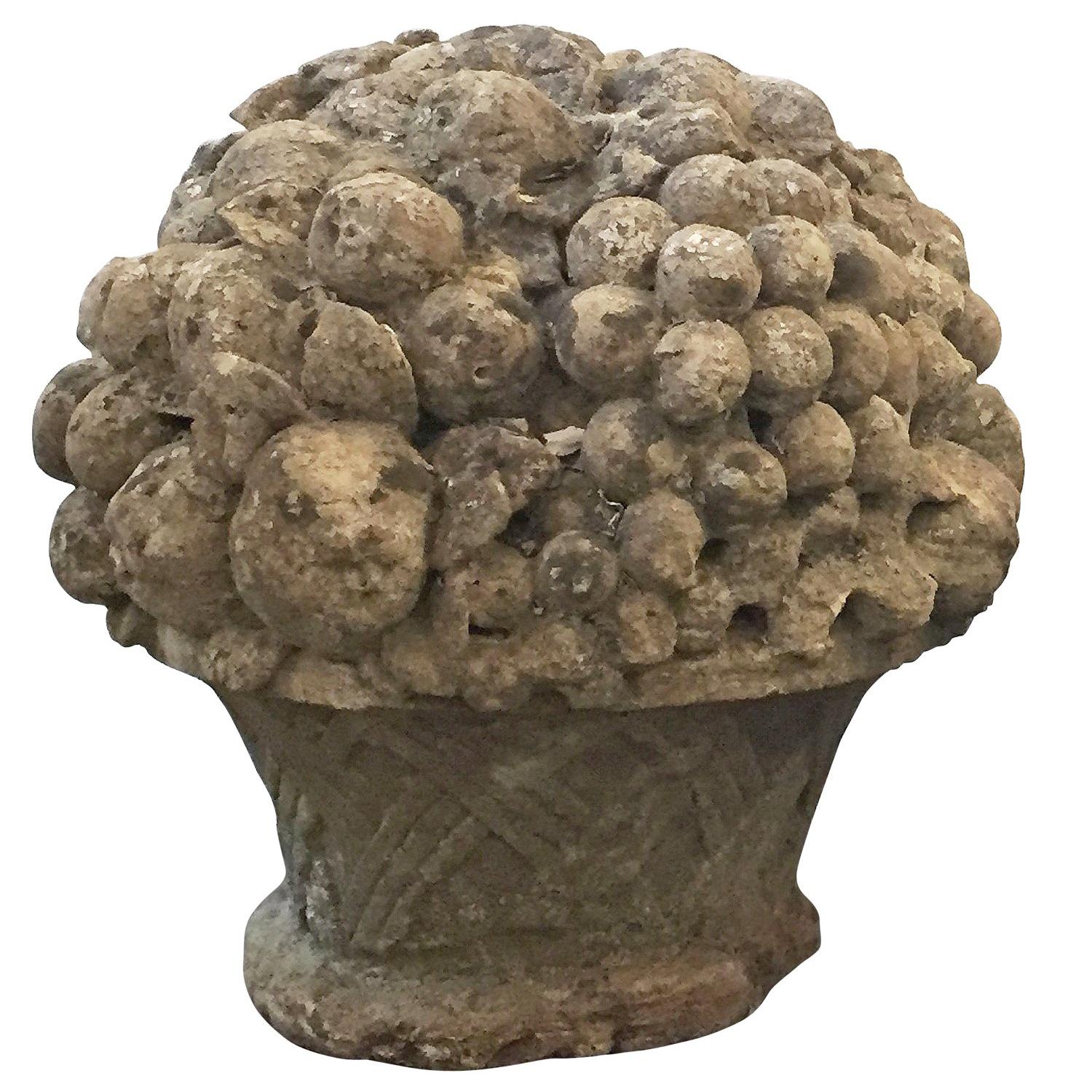 Garden Stone Basket or Bouquet of Fruit from England For Sale