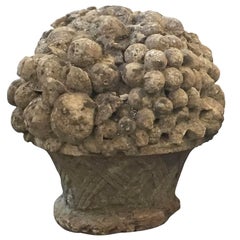 Antique English Garden Stone Basket or Bouquet of Fruit