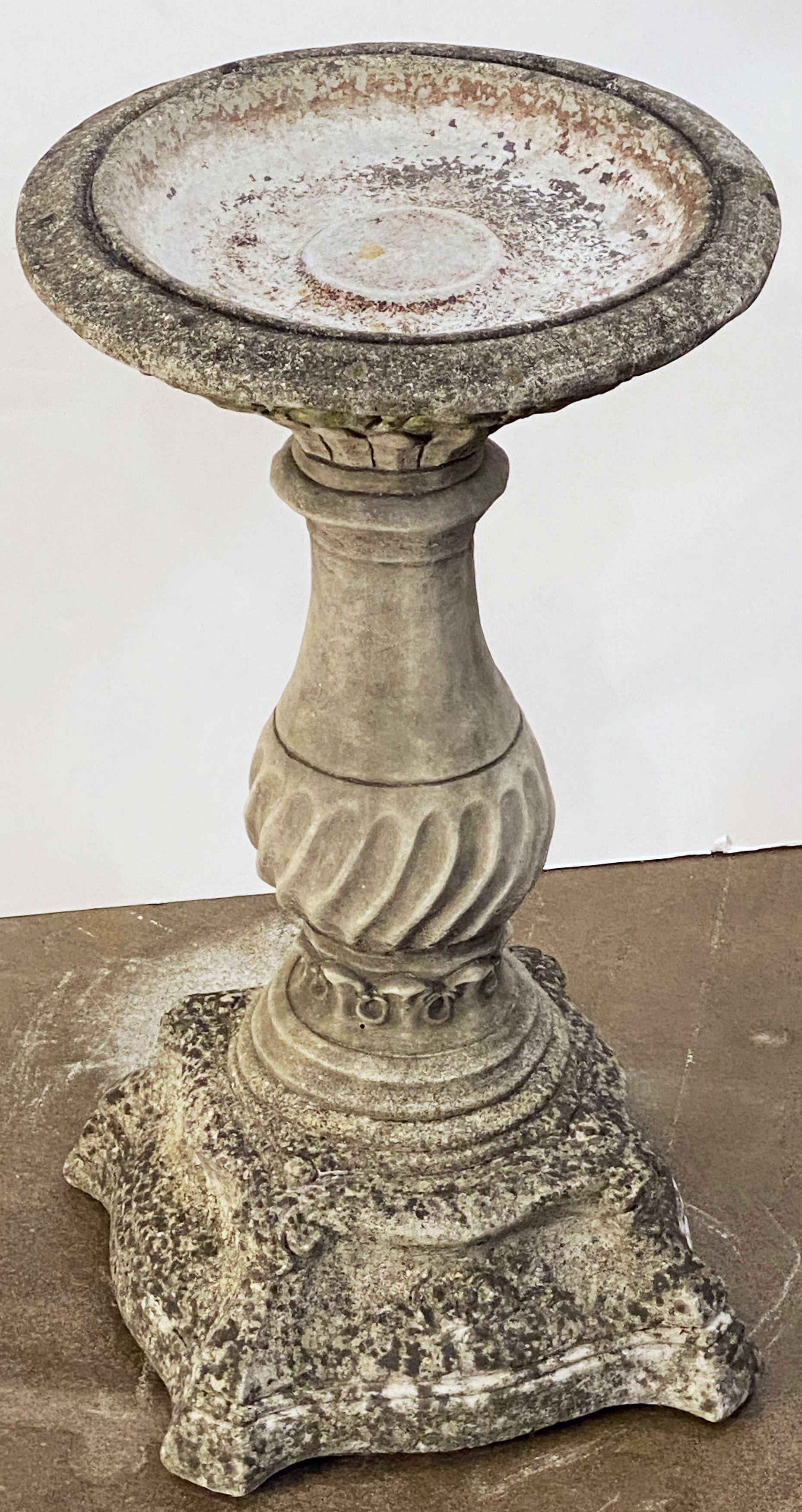 English Garden Stone Bird Bath on Classical Baluster Pedestal Plinth 7