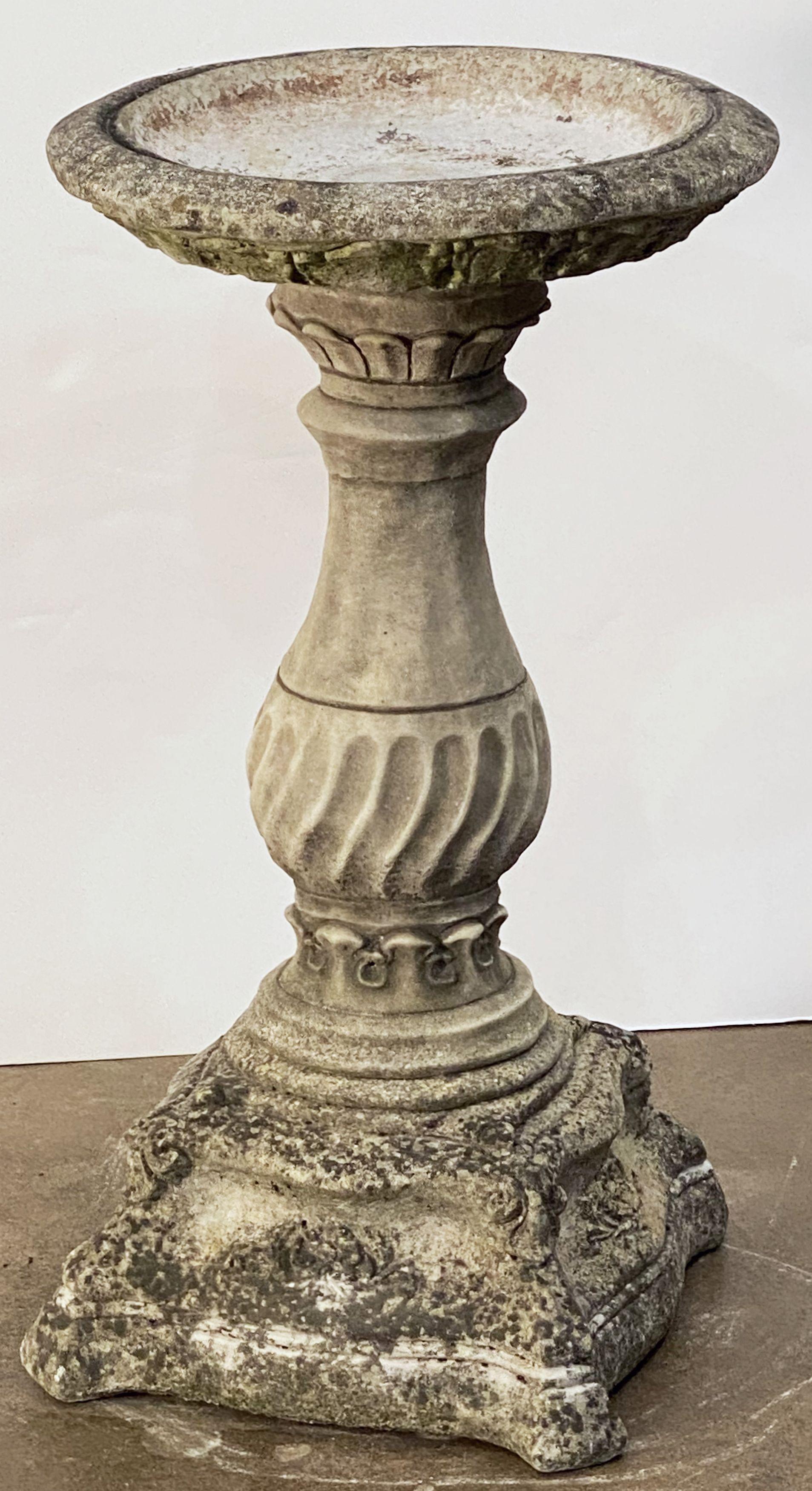 English Garden Stone Bird Bath on Classical Baluster Pedestal Plinth 8