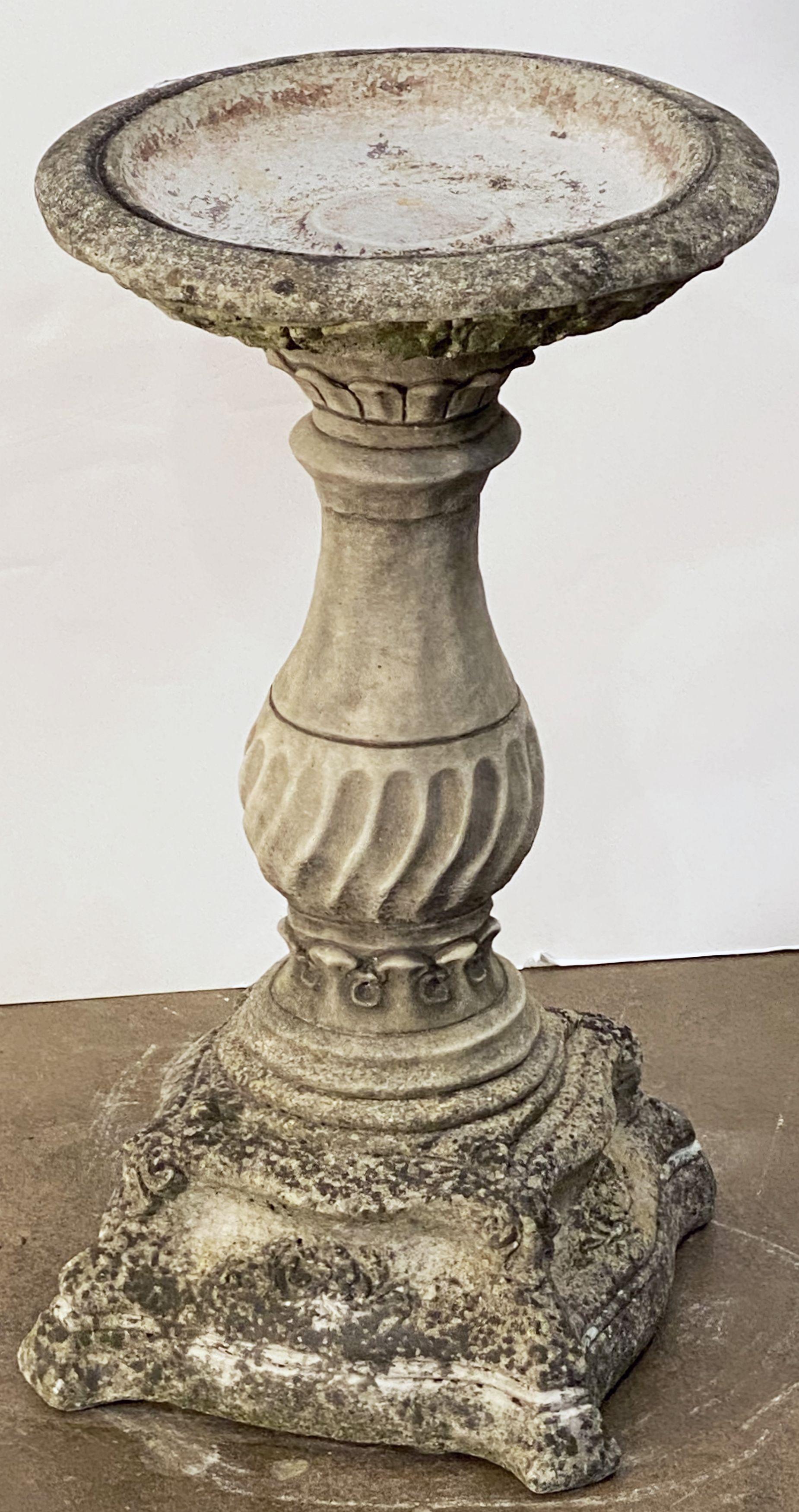 English Garden Stone Bird Bath on Classical Baluster Pedestal Plinth 9