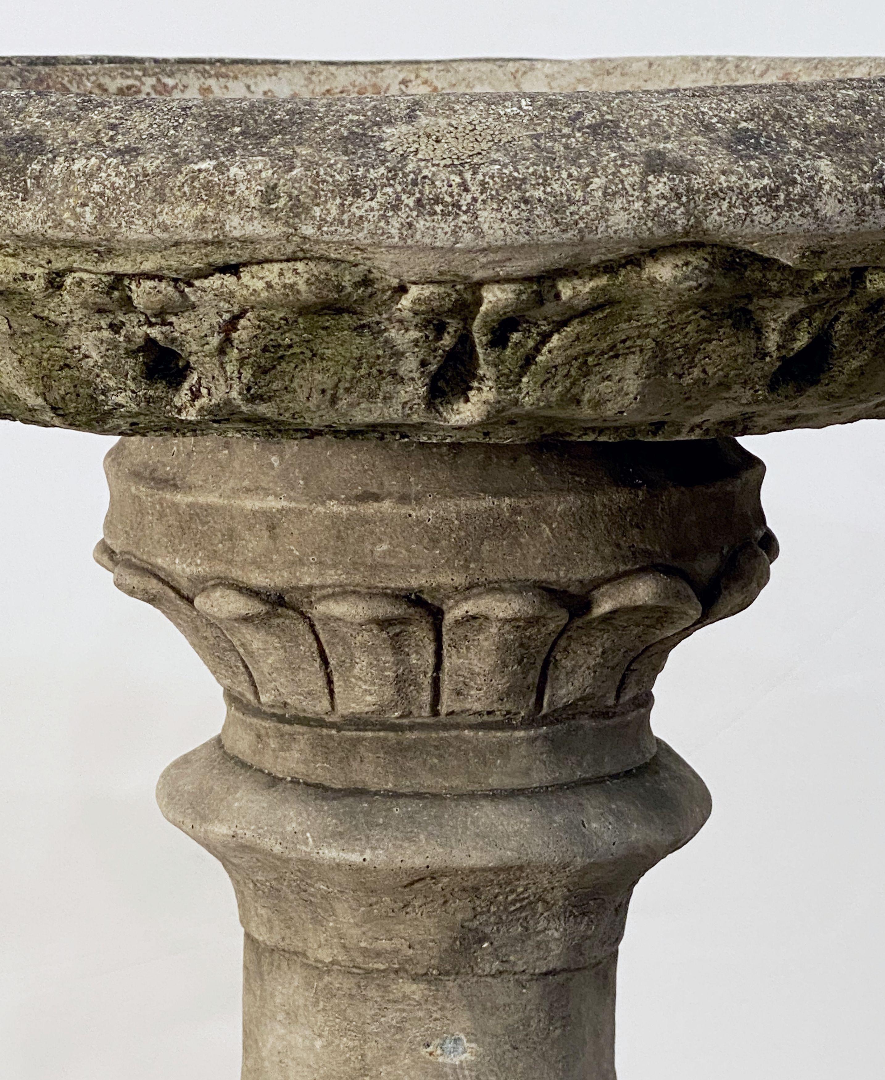 English Garden Stone Bird Bath on Classical Baluster Pedestal Plinth 2