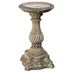 English Garden Stone Bird Bath on Classical Baluster Pedestal Plinth