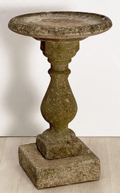 English Garden Stone Bird Bath with Baluster Column Base