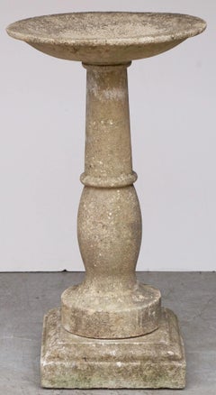 English Garden Stone Bird Bath with Neoclassical Column Support