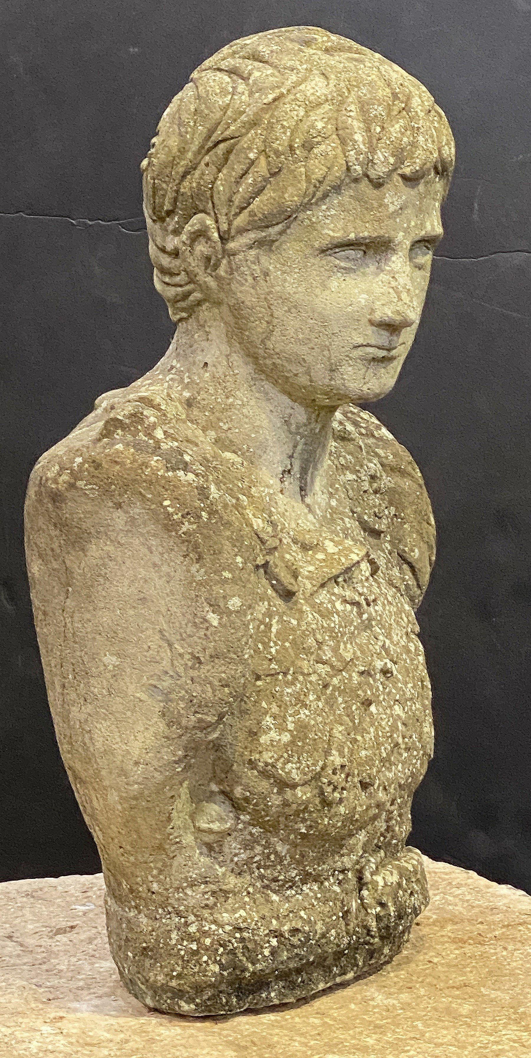 English Garden Stone Bust of Julius Caesar For Sale 2