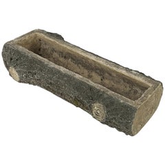 Vintage English Garden Stone Faux Bois Log Planter