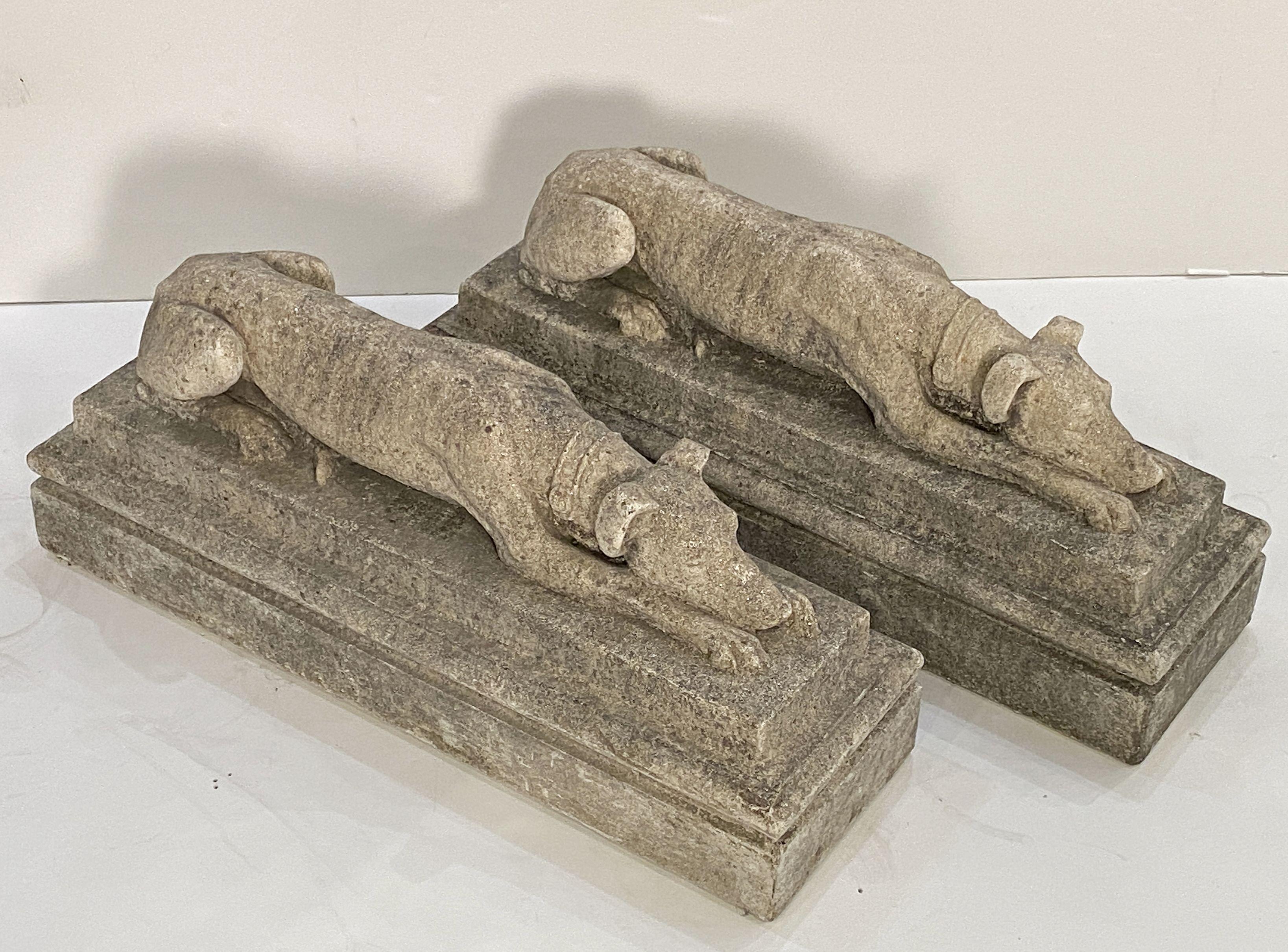 20th Century English Garden Stone Greyhounds or Whippets - Individually Priced For Sale