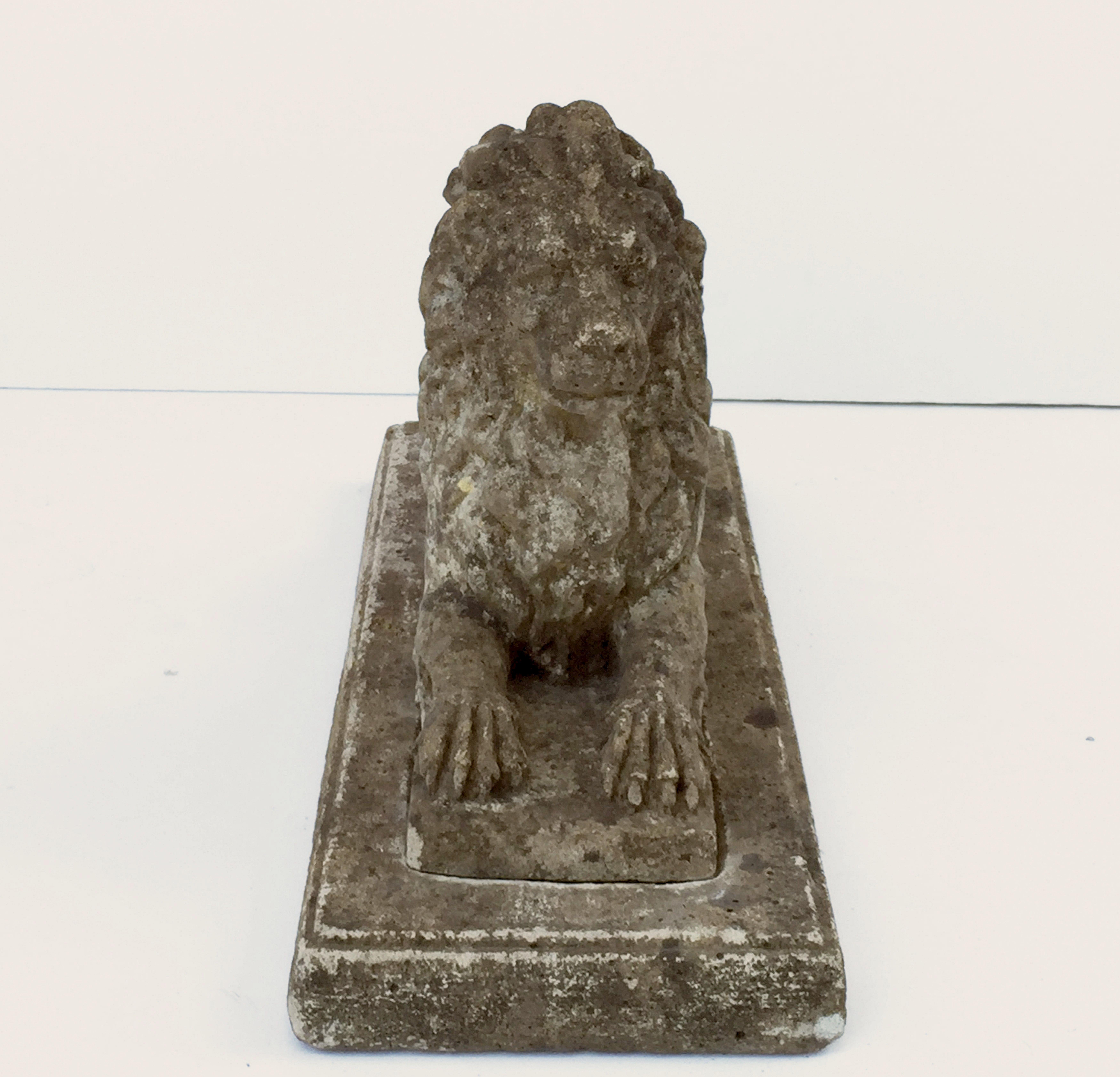 English Garden Stone Lions on Plinths 'Priced as a Pair' 5