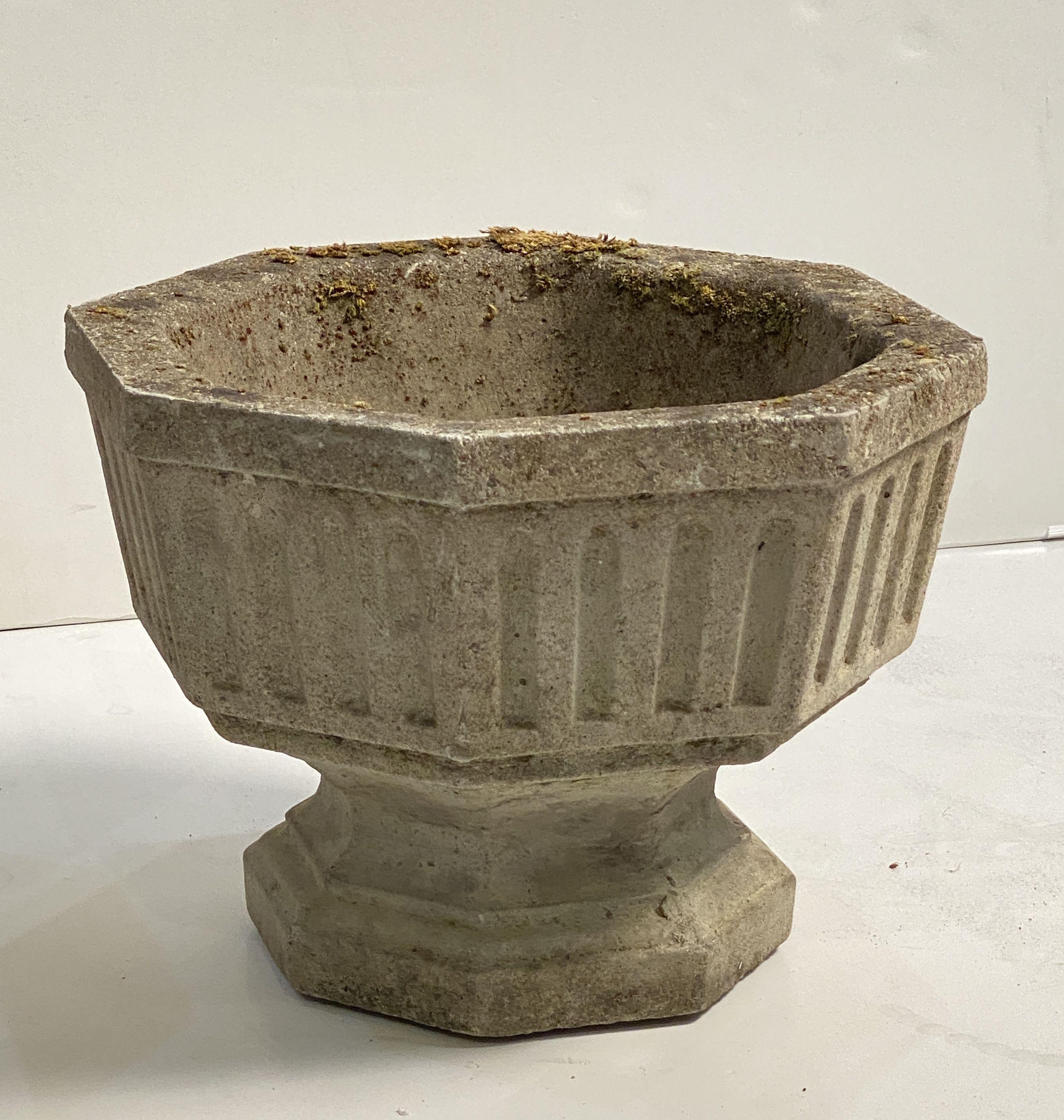 English Garden Stone Octagonal Urn Planters 'Individually Priced' For Sale 7