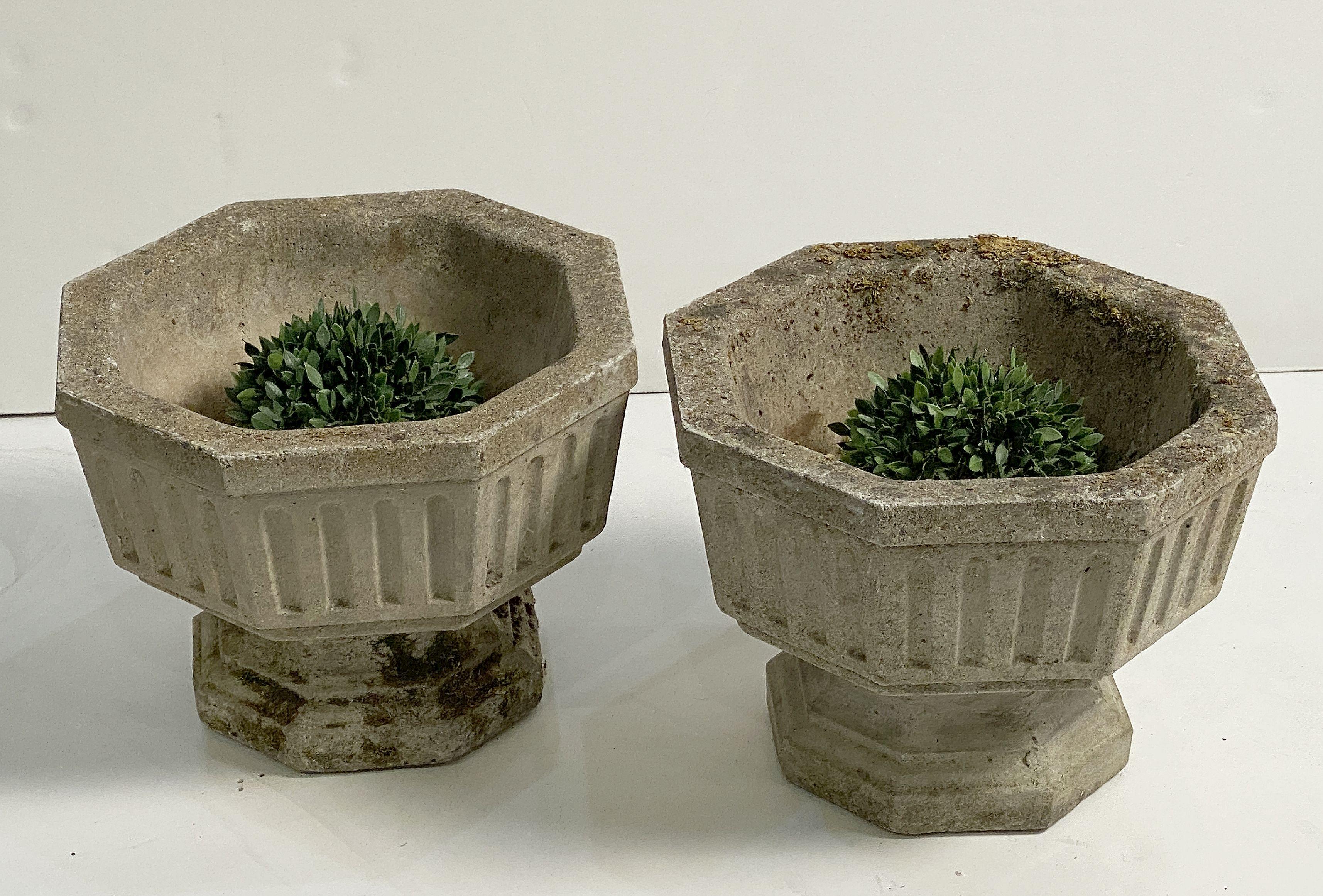 English Garden Stone Octagonal Urn Planters 'Individually Priced' For Sale 9