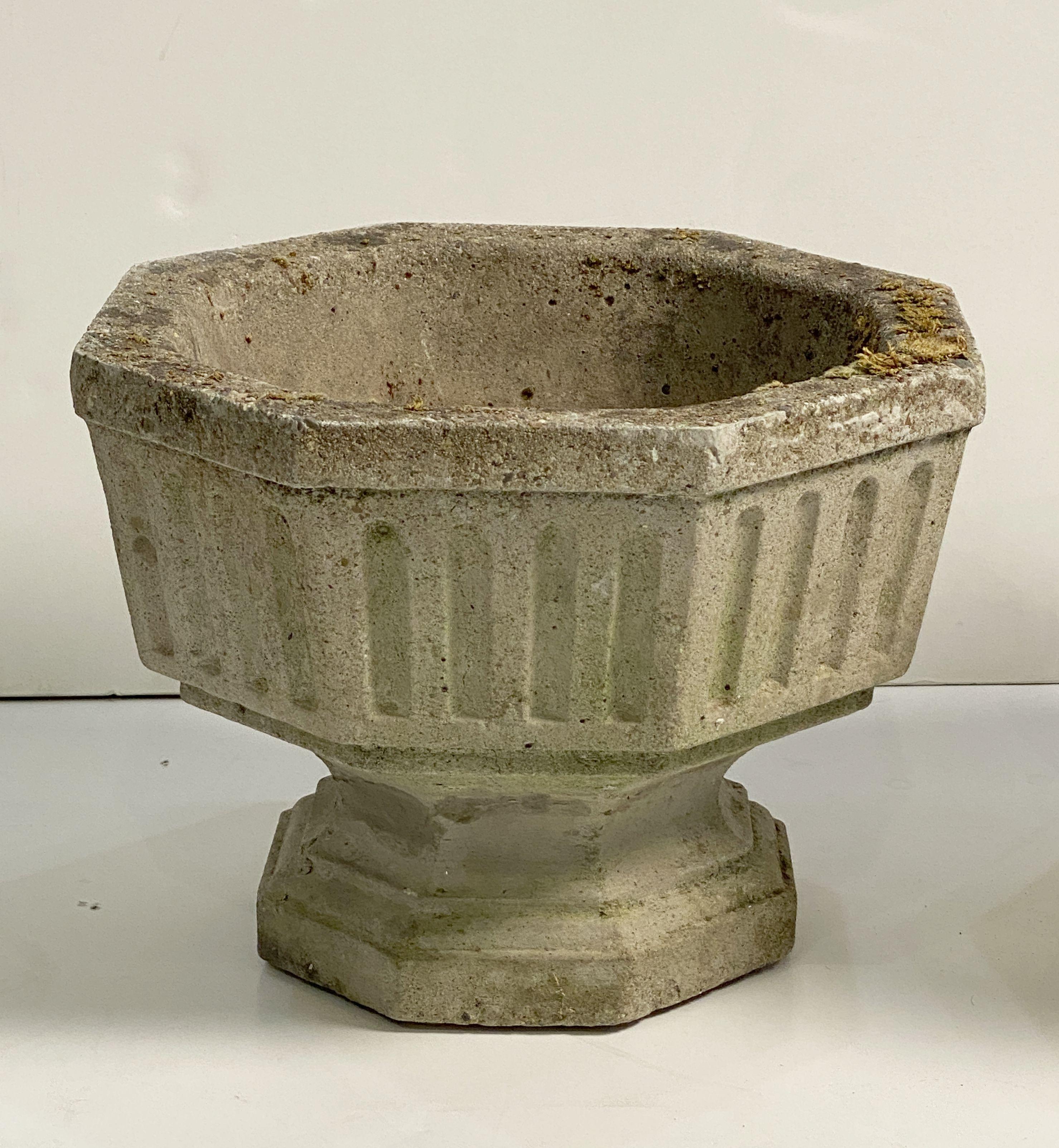 20th Century English Garden Stone Octagonal Urn Planters 'Individually Priced' For Sale