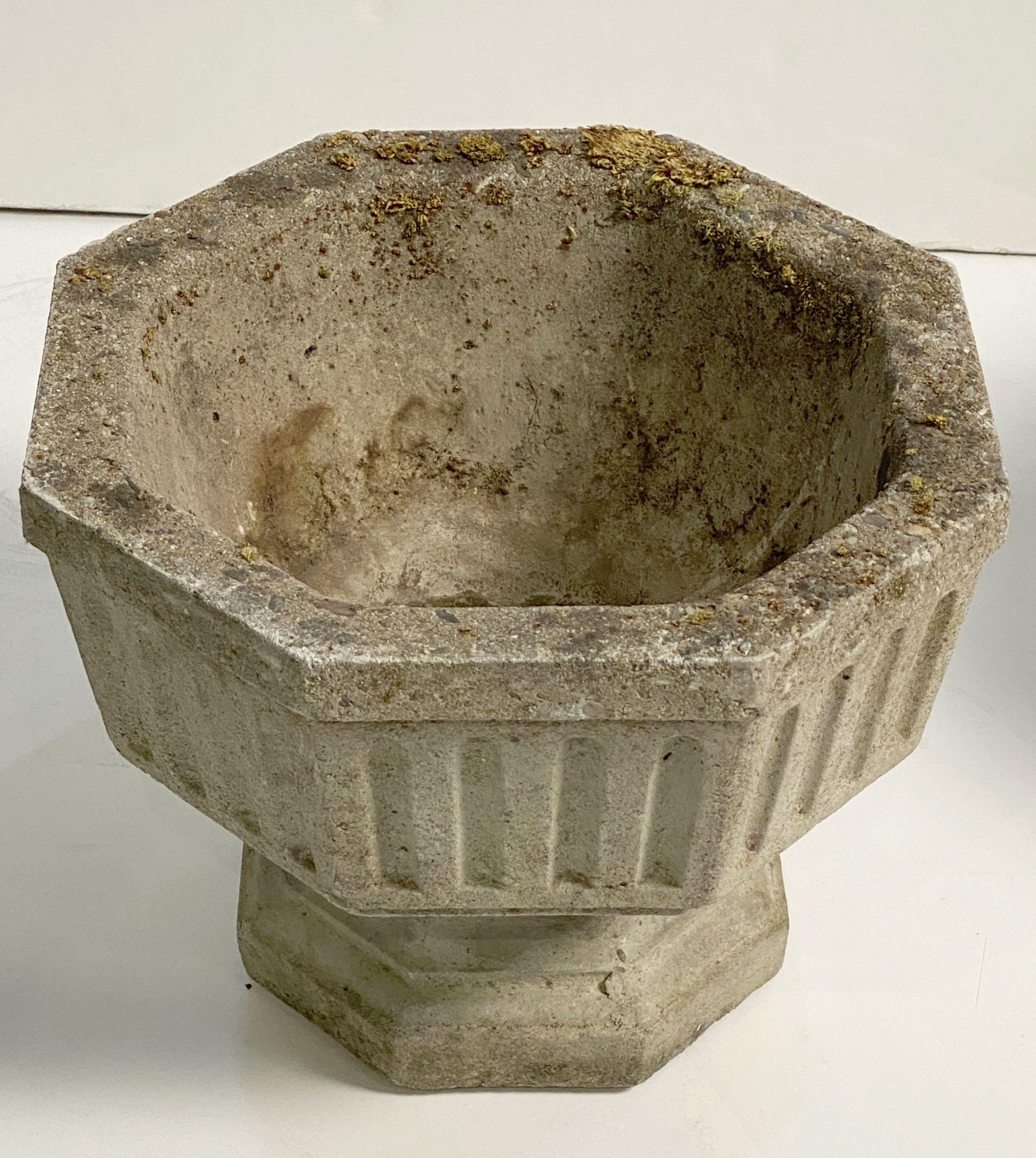 English Garden Stone Octagonal Urn Planters 'Individually Priced' For Sale 1
