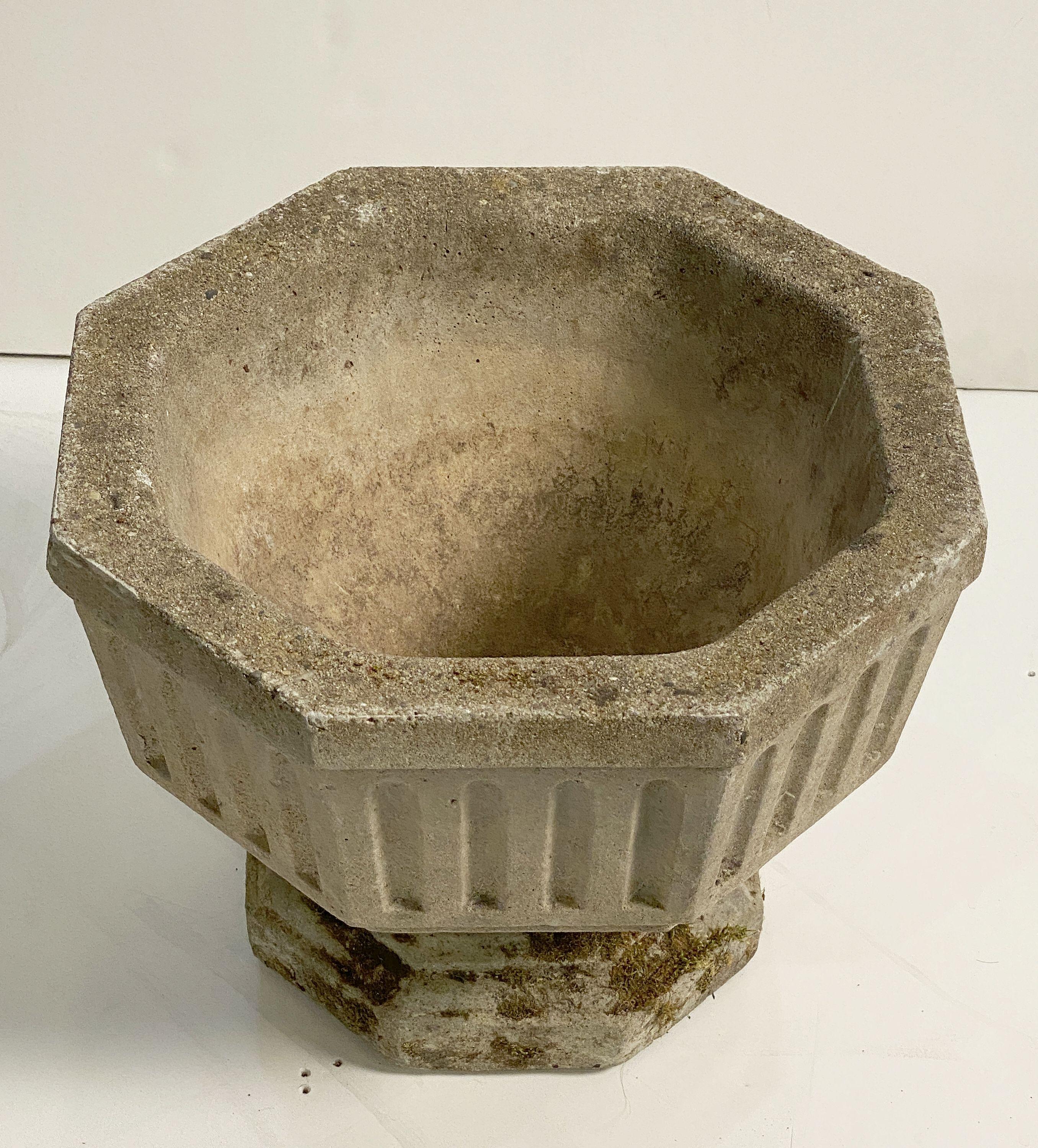 English Garden Stone Octagonal Urn Planters 'Individually Priced' For Sale 3