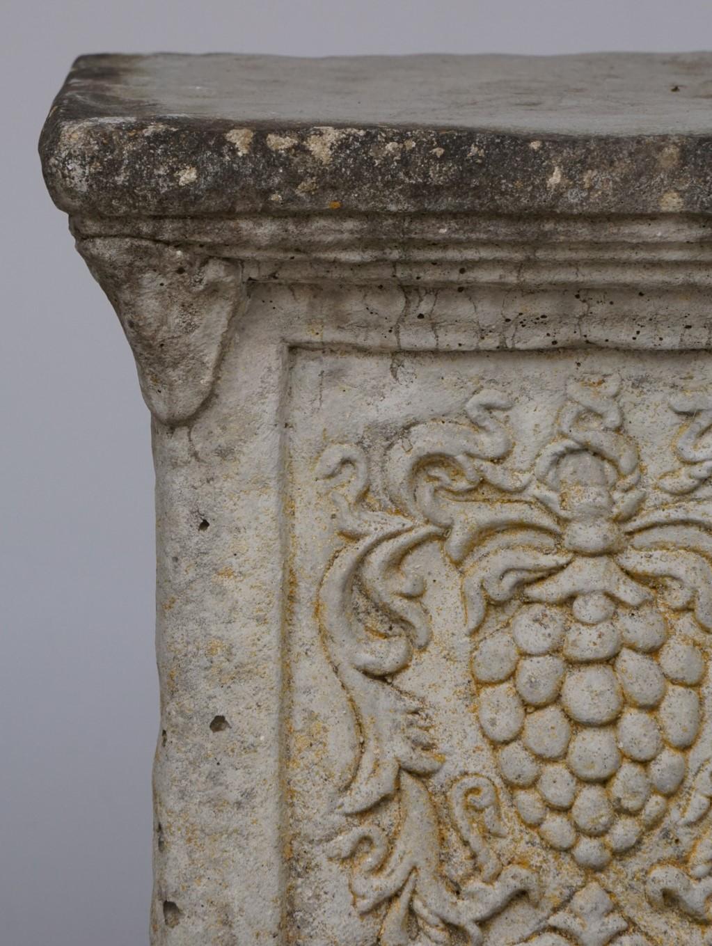 Cast English Garden Stone Pedestal or Plinth with Grape Motif