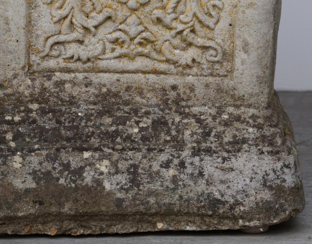 20th Century English Garden Stone Pedestal or Plinth with Grape Motif