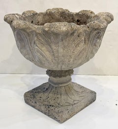 English Garden Stone Planter Pot or Urn with Acanthus Relief - Four Available