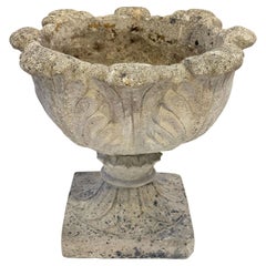 English Garden Stone Planter Pot or Urn with Acanthus Relief - Four Available