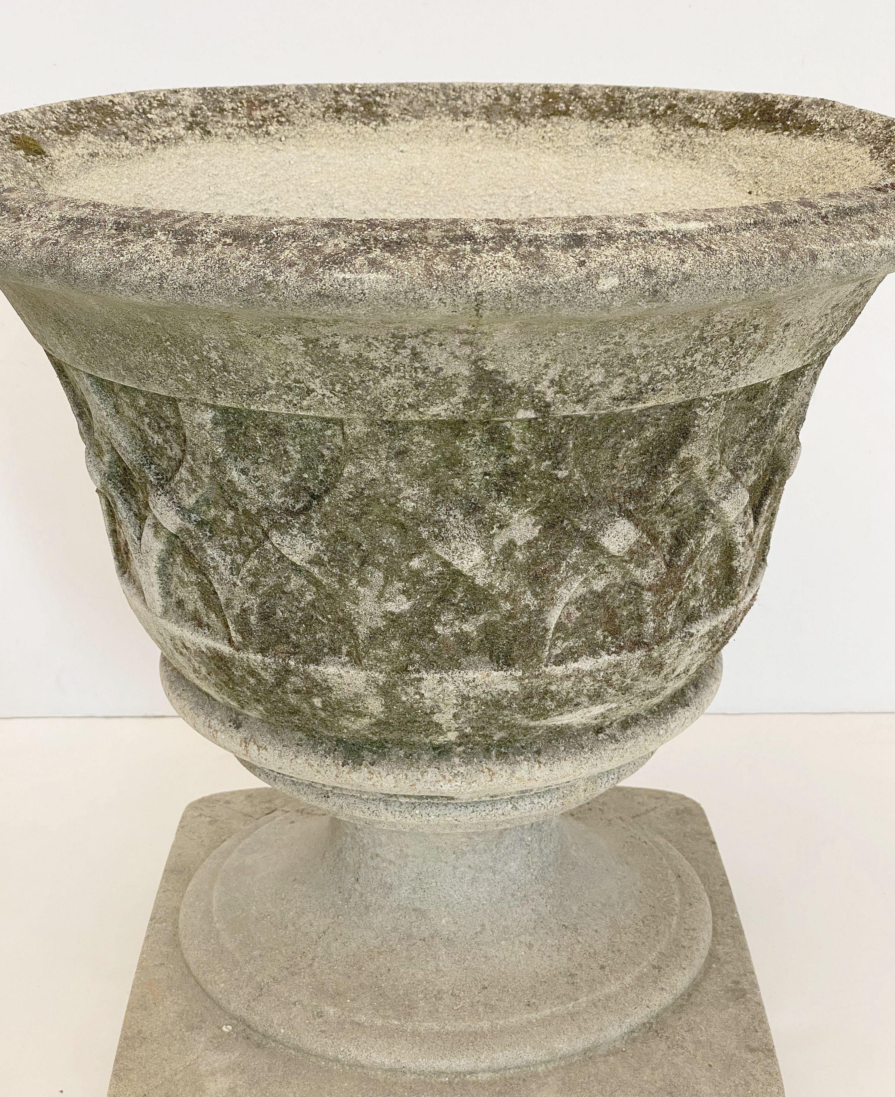 English Garden Stone Planters with Celtic Lattice Design, Individually Priced 2