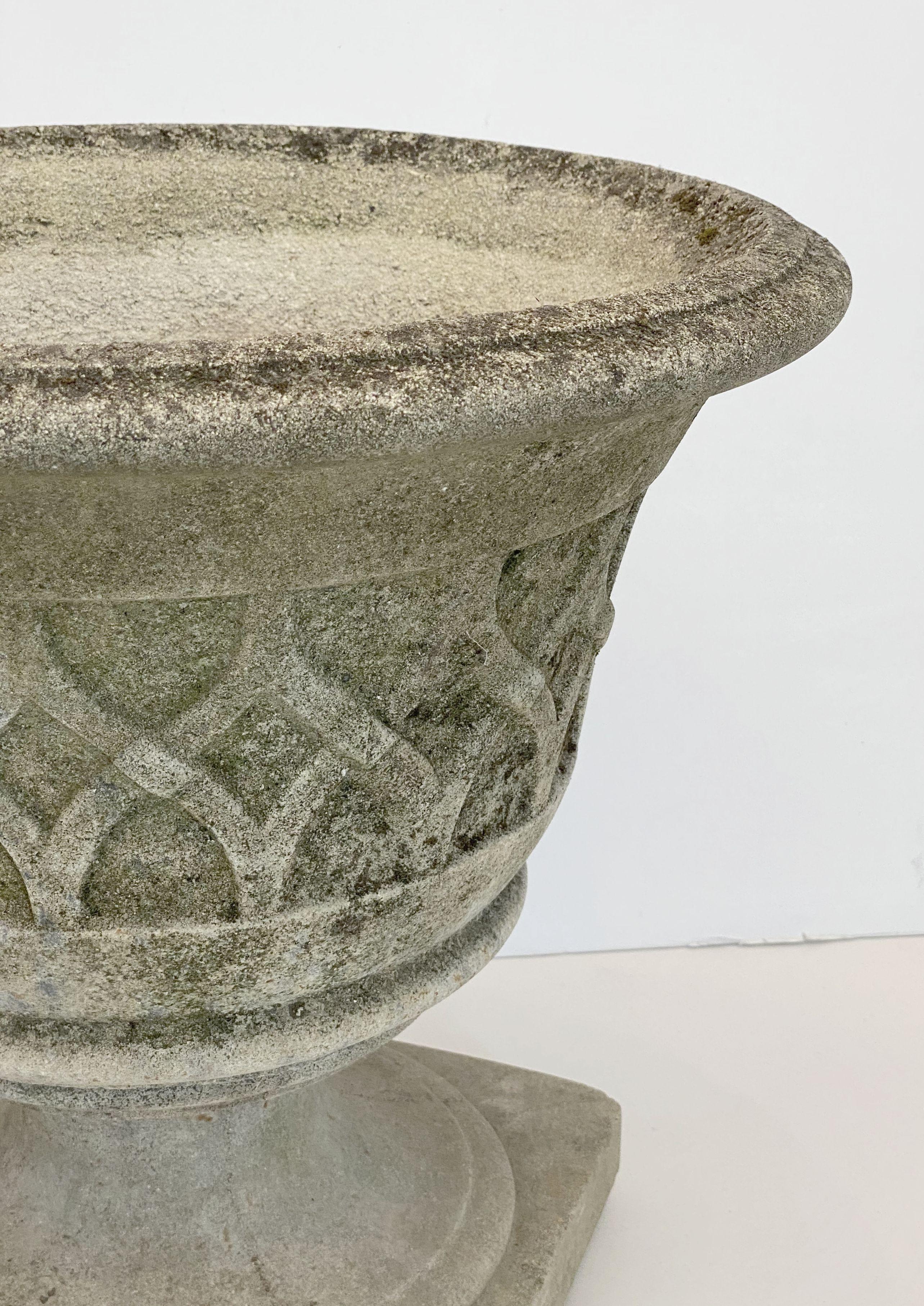 English Garden Stone Planters with Celtic Lattice Design, Individually Priced 3