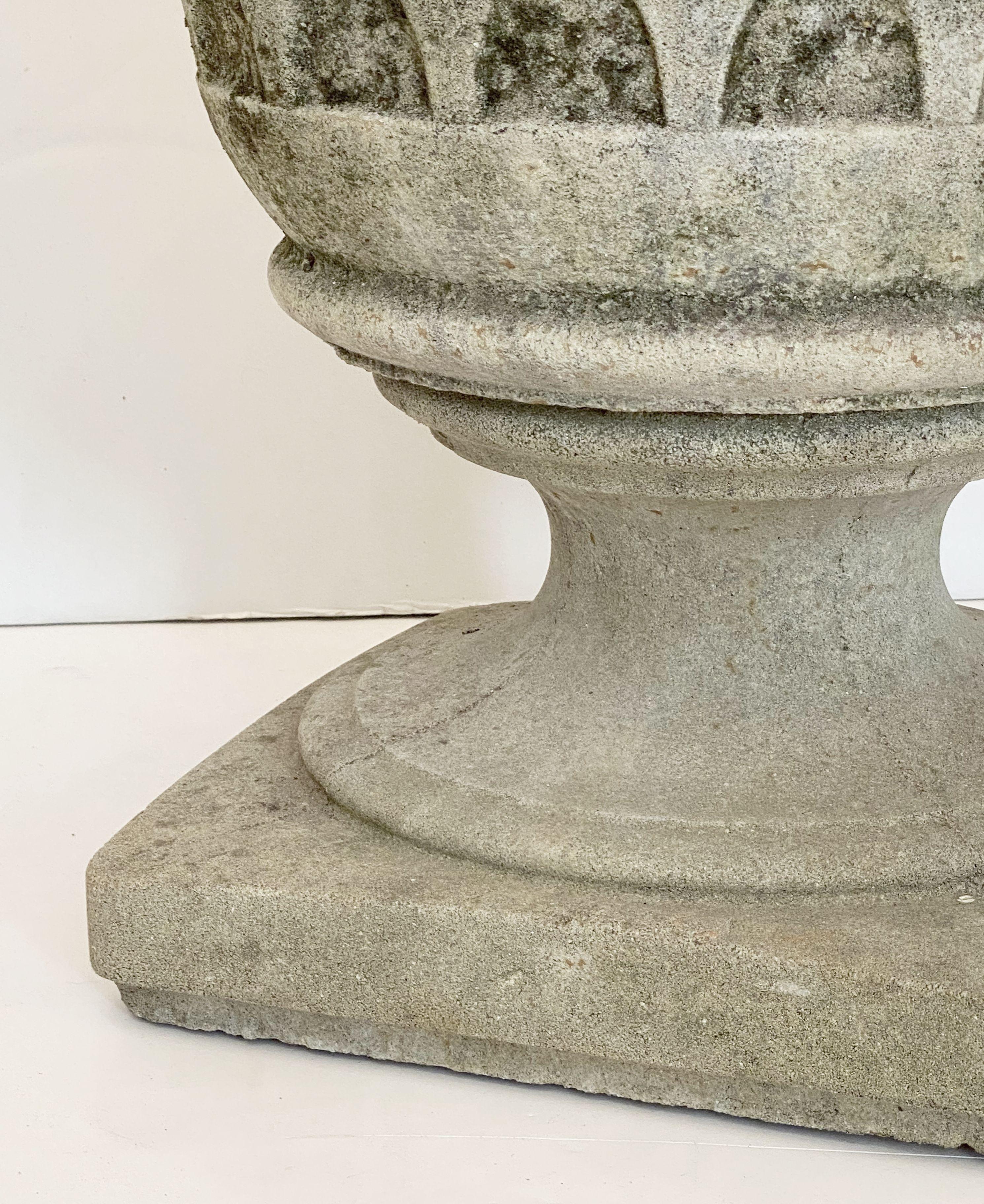 English Garden Stone Planters with Celtic Lattice Design, Individually Priced 5