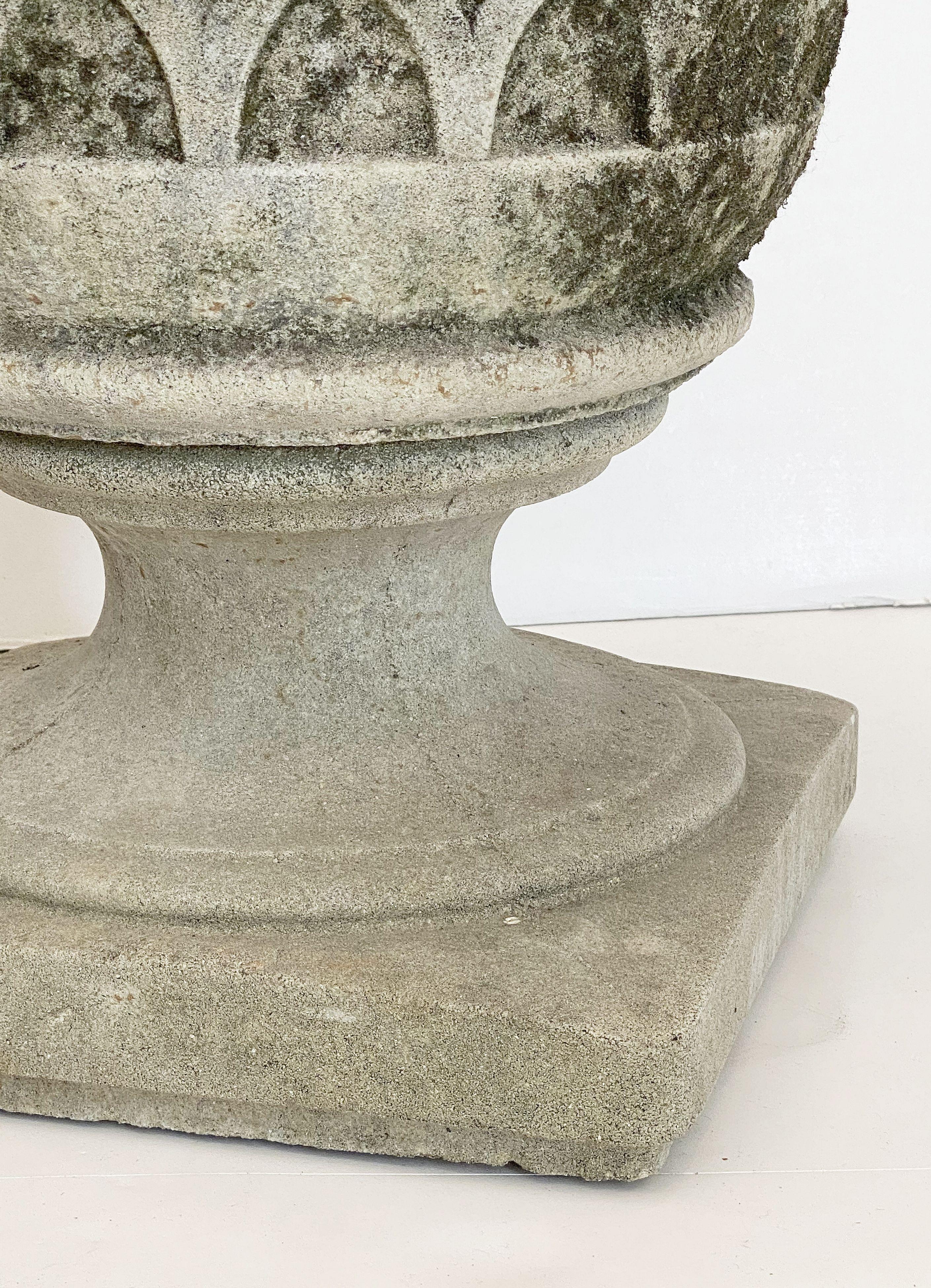English Garden Stone Planters with Celtic Lattice Design, Individually Priced 6