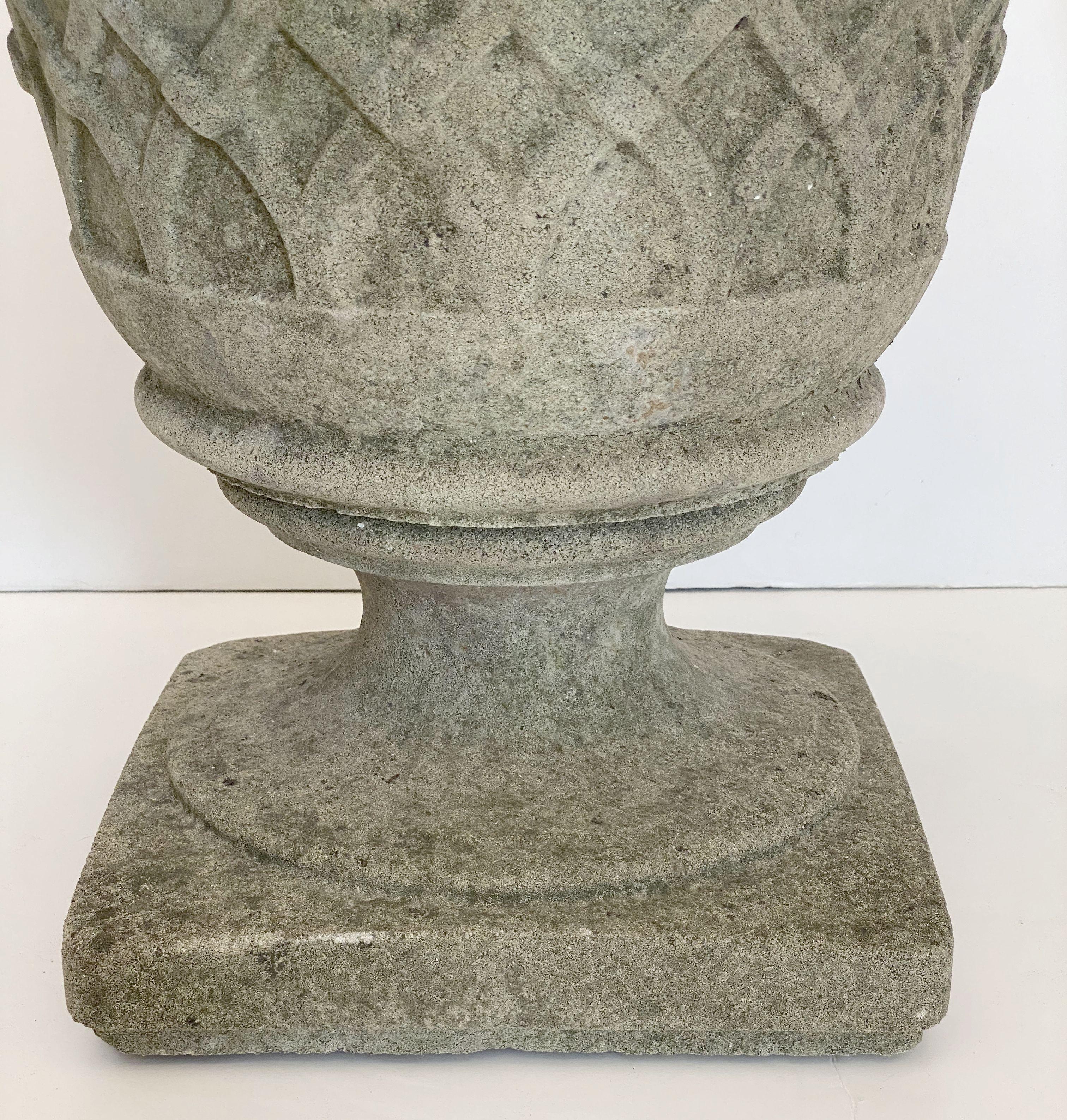 English Garden Stone Planters with Celtic Lattice Design, Individually Priced 7