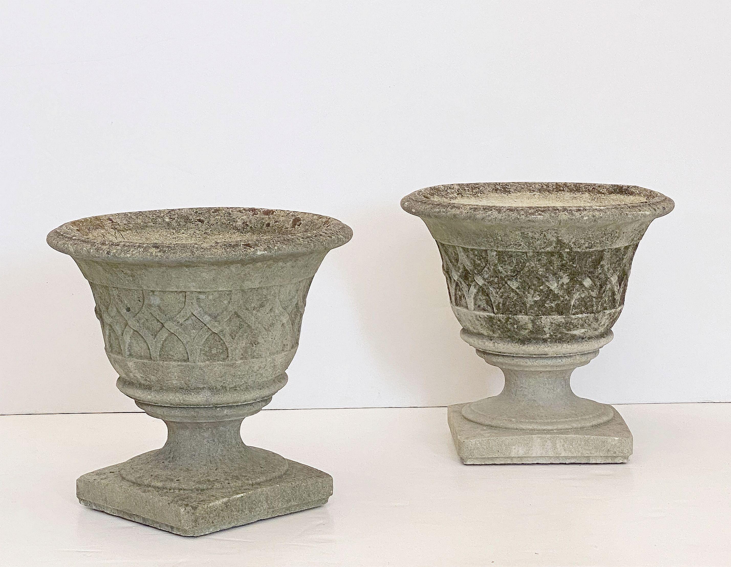 English Garden Stone Planters with Celtic Lattice Design, Individually Priced 8
